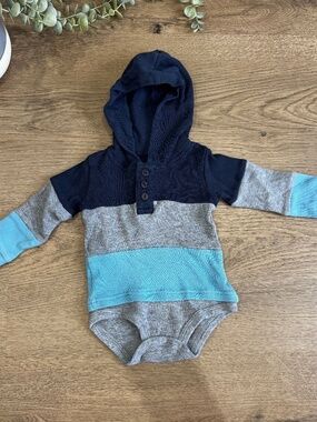 Planet Cotton Baby Boys Colorblock Hooded Bodysuit 12M